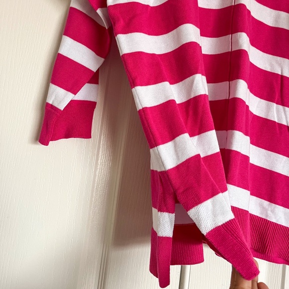 NorthStyle Cotton V-Neck Striped Pullover Sweater,
3/4 Sleeves, Side Slits - Picture 5 of 6